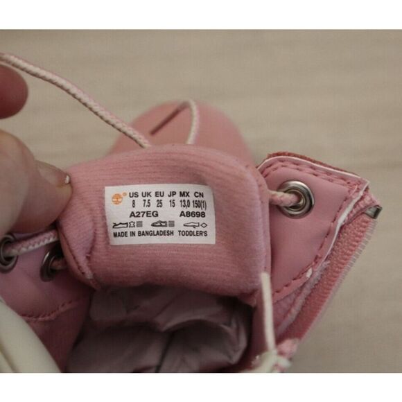 Timberland Toddler Girls' Sz 8M Light Pink Nubuck Pokey Pine 6" Side Zip Boots - Picture 7 of 14